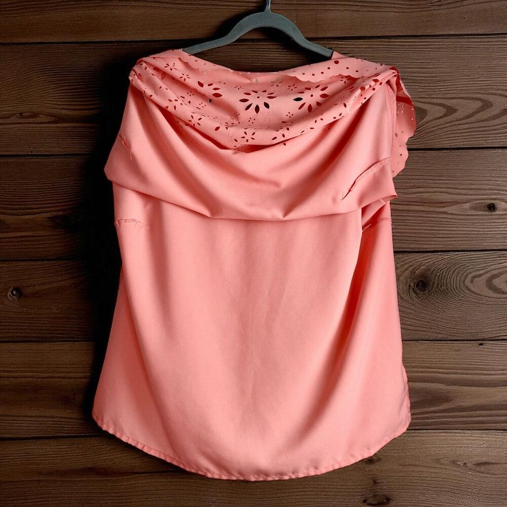 Cynthia Rowley 1X Pink Eyelet Sleeveless Lined Blouse Romantic Spring Style - Picture 4 of 10